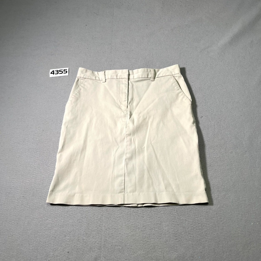 Tommy Hilfiger A Line Skirt Women 10 Beige Cotton Stretch Career Formal Business